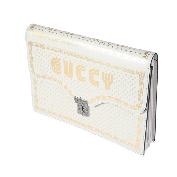 Gucci x Sega Mystic White Star Printed Calfskin GUCCY Portfolio Clutch - Picture 4 of 7